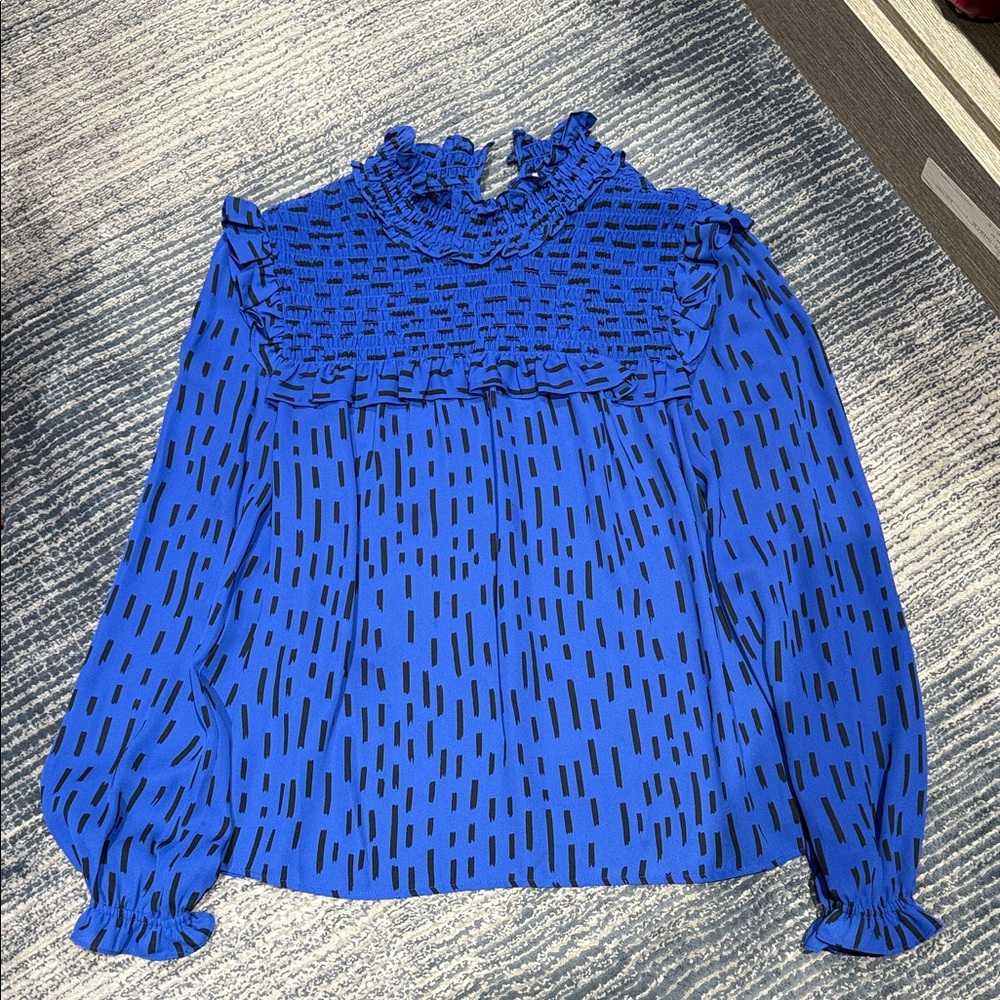 Rebecca Minkoff Royal Blue Patterned Blouse